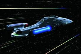 USS Voyager travailing at warp speeds